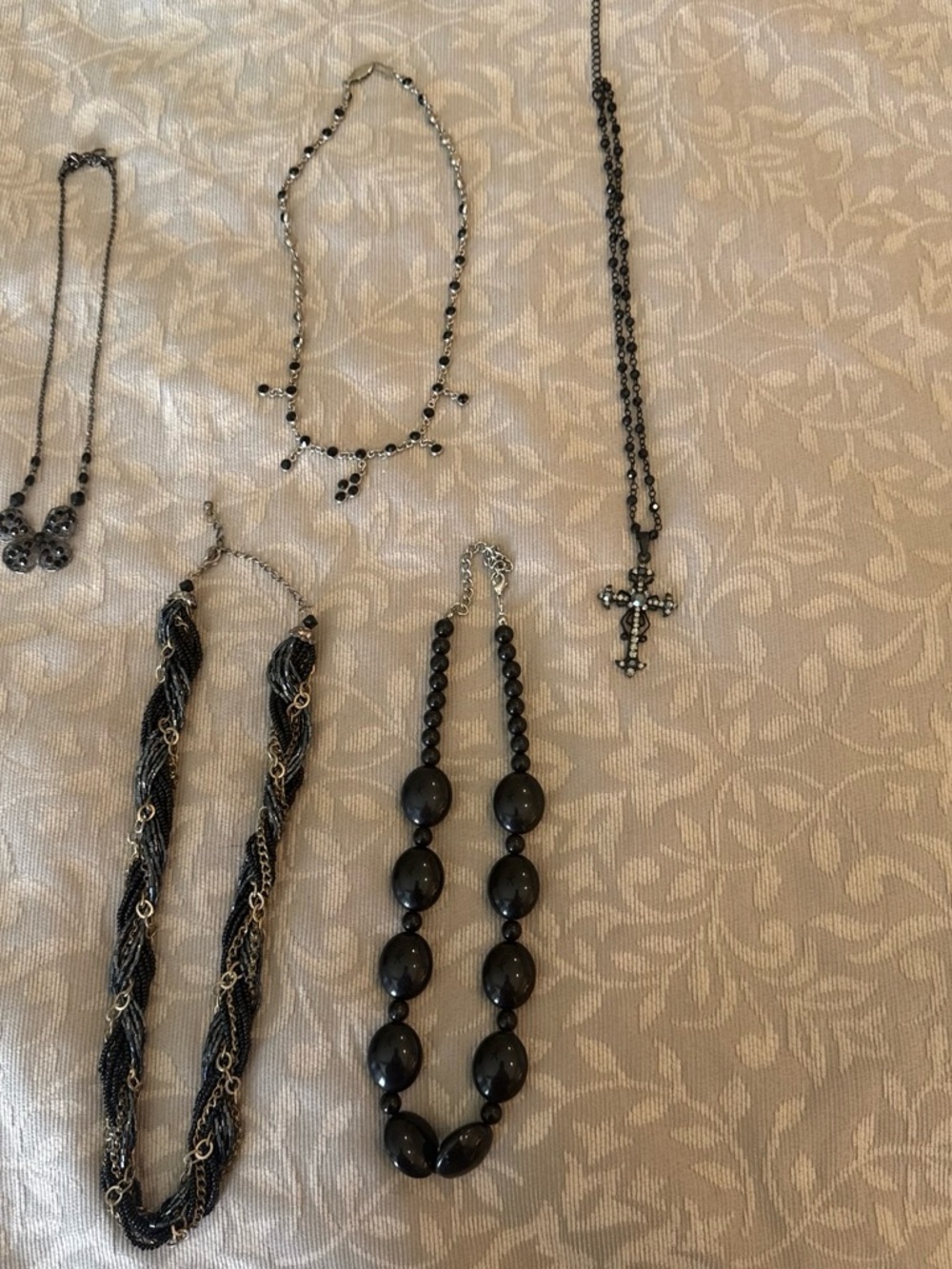 Black Beaded Multi-Style Women's Necklace Set